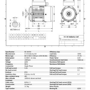 Електродвигател 80 0.55 kW 1500 об./мин B3 - монофазен SR