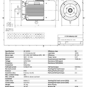 Електродвигател 100L 3 kW 3000 об./мин B5 със спирачка