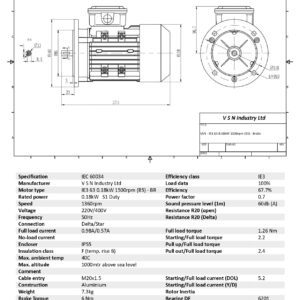 Електродвигател 63 0.18 kW 1500 об./мин B5 със спирачка
