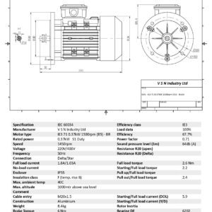 Електродвигател 71 0.37 kW 1500 об./мин B5 със спирачка