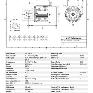 Електродвигател 80 0.75 kW 3000 об./мин B14 - монофазен SR