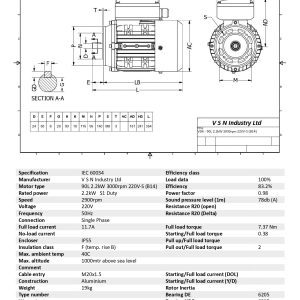 Електродвигател 90L 2.2 kW 3000 об./мин B14 - монофазен R